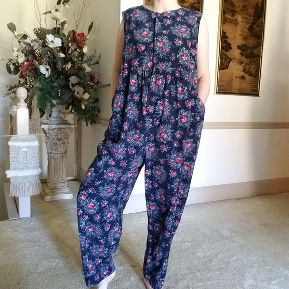 Laura Ashley Pants - Laura Ashley Vtg corduroy floral print jumpsuit